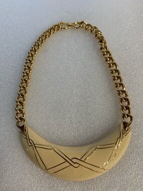 Vintage Monet Gold Statement Necklace Bib Chunky Chain Women Jewelry